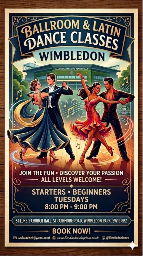 Wimbledon Ballroom Dance classes for Beginners and Starters. Ballroom Dance lessons Wimbledon. Learn to Dance Ballroom Wimbledon. Ballroom dance classes near me.